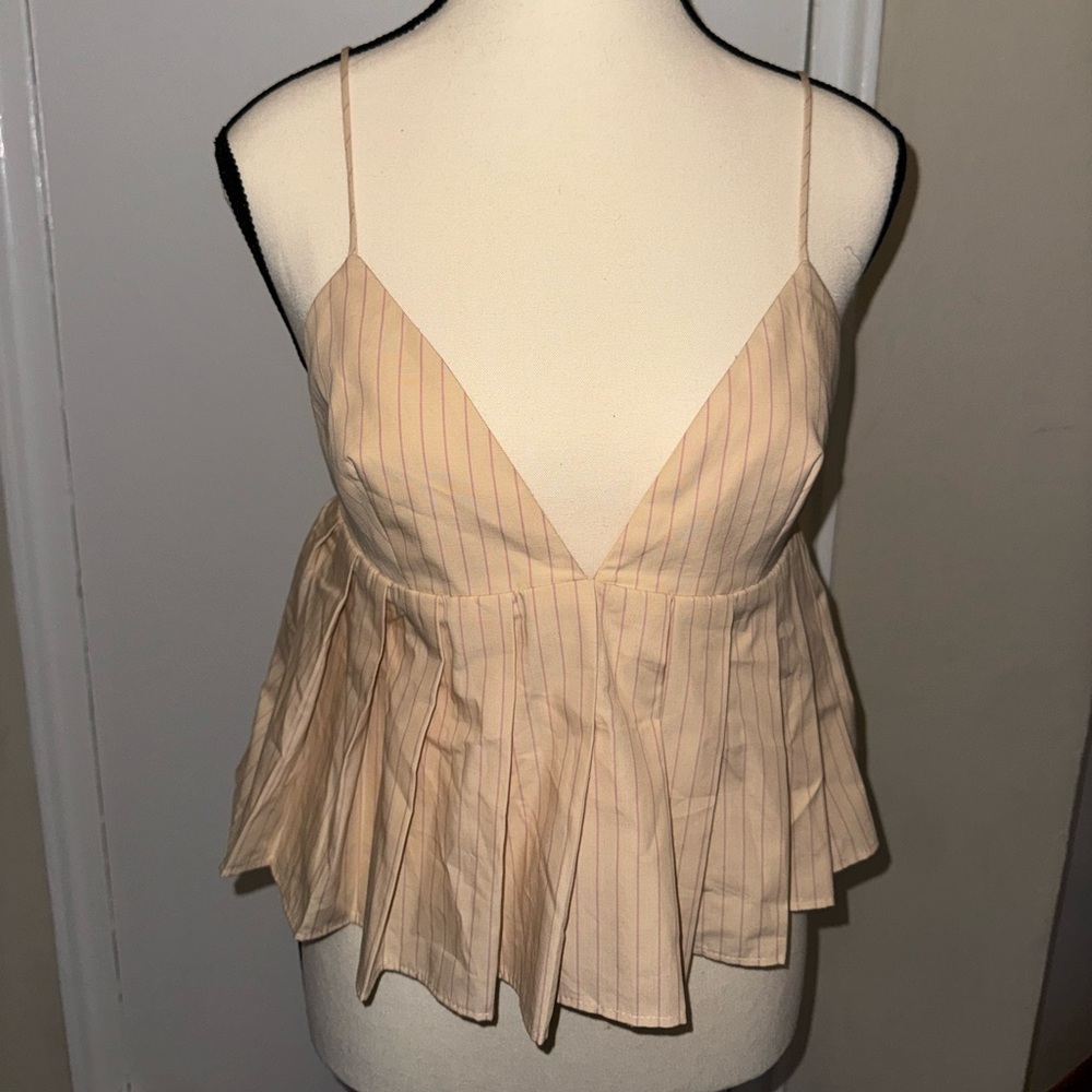ZARA NWT Elegant Beige Striped Women's Top size M